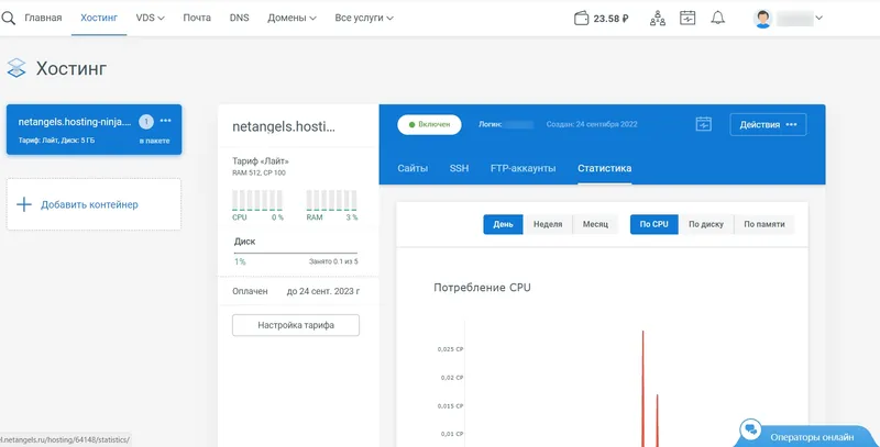 Страница статистика по сайту
